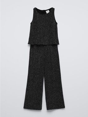 Zara Girls Black Sparkle Sleeveless Wide-Leg Jumpsuit 11/12
